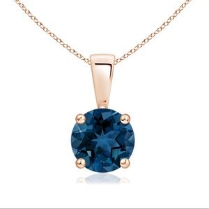 Classic Round London Blue Topaz Solitaire Pendant